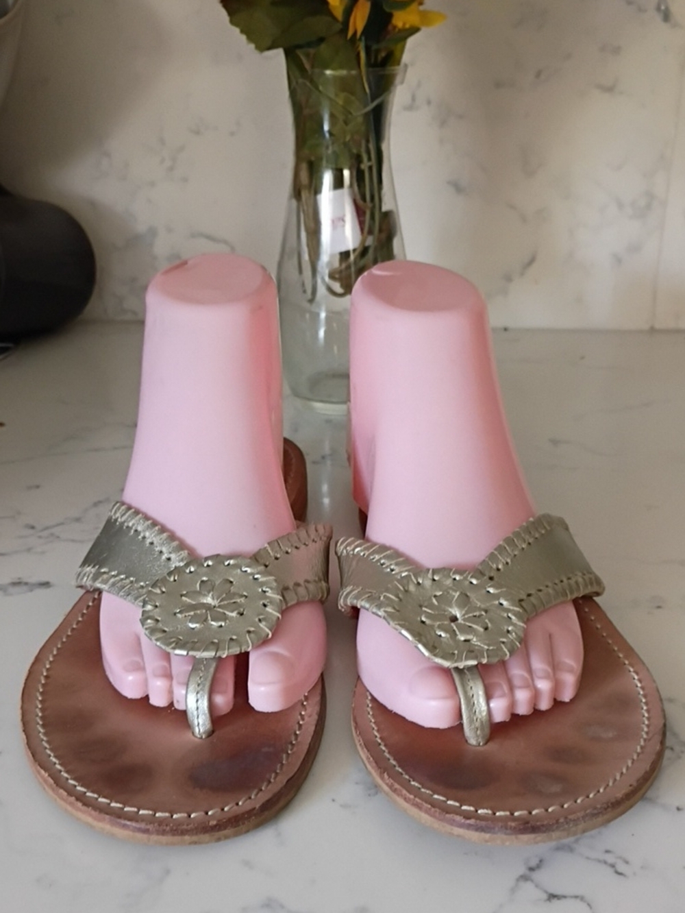 Jack Roger Women's Metallic Silver Thong Sandals - Stylish Casual Slip-On